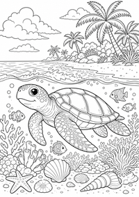 Meeresschildkroete Strand — página para colorir é uma página gratuita para colorir e imprimir em A4, com contornos pretos nítidos e áreas claras para colorir. Sem cadastro.