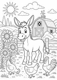 Bauernhof Esel — página para colorir é uma página gratuita para colorir e imprimir em A4, com contornos pretos nítidos e áreas claras para colorir. Sem cadastro.