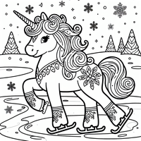 Entdecke den Zauber des Winters mit diesem bezaubernden Ausmalbild eines Einhorns, das auf dem Eis schlittschuhläuft! Perfekt, um deine Kreativität zum Leben zu erwecken.