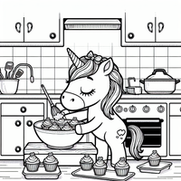 Unicornio hornea muffins es un dibujo de unicornio para colorear gratis, con contornos negros claros y detalles fáciles de imprimir para niños. Abre el archivo PNG, imprímelo en A4 y úsalo en casa, en el jardín de infancia o en la escuela.