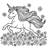 Unicornio en el campo de flores es un dibujo de unicornio para colorear gratis, con contornos negros claros y detalles fáciles de imprimir para niños. Abre el archivo PNG, imprímelo en A4 y úsalo en casa, en el jardín de infancia o en la escuela.