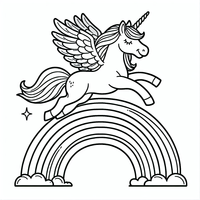 Mágico unicornio sobre regenbogen es un dibujo de unicornio para colorear gratis, con contornos negros claros y detalles fáciles de imprimir para niños. Abre el archivo PNG, imprímelo en A4 y úsalo en casa, en el jardín de infancia o en la escuela.