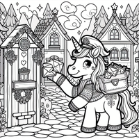 Unicornio cartero página para colorear es un dibujo de unicornio para colorear gratis, con contornos negros claros y detalles fáciles de imprimir para niños. Abre el archivo PNG, imprímelo en A4 y úsalo en casa, en el jardín de infancia o en la escuela.