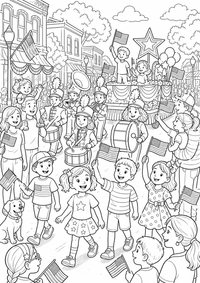 USA Parade Ausmalbild ist ein kostenloses USA Ausmalbild mit klaren schwarzen Konturen zum Ausdrucken auf A4.