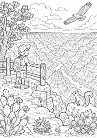 Grand Canyon USA — página para colorir é uma página gratuita para colorir e imprimir em A4, com contornos pretos nítidos e áreas claras para colorir. Sem cadastro.