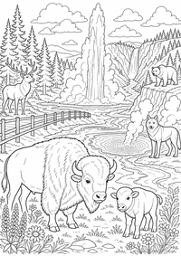 Yellowstone USA — página para colorir é uma página gratuita para colorir e imprimir em A4, com contornos pretos nítidos e áreas claras para colorir. Sem cadastro.