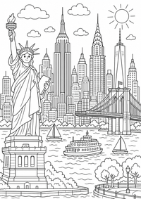 New York Skyline USA — página para colorir é uma página gratuita para colorir e imprimir em A4, com contornos pretos nítidos e áreas claras para colorir. Sem cadastro.