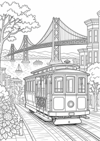 Usa San Francisco ist ein kostenloses A4-Ausmalbild mit klaren schwarzen Konturen zum Ausdrucken.