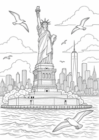 Statue of Liberty ist ein kostenloses USA-Ausmalbild mit klaren schwarzen Linien. Als PNG auf A4 ausdrucken für Zuhause, Kindergarten oder Schule.