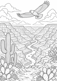 Grand Canyon ist ein kostenloses USA-Ausmalbild mit klaren schwarzen Linien. Als PNG auf A4 ausdrucken für Zuhause, Kindergarten oder Schule.