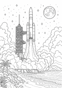 Rocket Launch ist ein kostenloses USA-Ausmalbild mit klaren schwarzen Linien. Als PNG auf A4 ausdrucken für Zuhause, Kindergarten oder Schule.