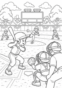 Baseball Ballpark ist ein kostenloses USA-Ausmalbild mit klaren schwarzen Linien. Als PNG auf A4 ausdrucken für Zuhause, Kindergarten oder Schule.