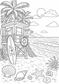 Florida Beach is a free USA coloring page with clear black outlines. Print the PNG on A4 for home, kindergarten or school.