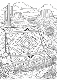 Desert Textile Pattern is a free USA coloring page with clear black outlines. Print the PNG on A4 for home, kindergarten or school.