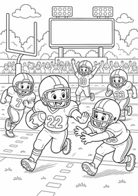 American Football Game is a free USA coloring page with clear black outlines. Print the PNG on A4 for home, kindergarten or school.