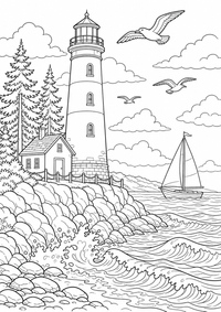 Great Lakes Lighthouse is a free USA coloring page with clear black outlines. Print the PNG on A4 for home, kindergarten or school.
