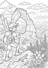 Utah Red Rock Arches is a free USA coloring page with clear black outlines. Print the PNG on A4 for home, kindergarten or school.