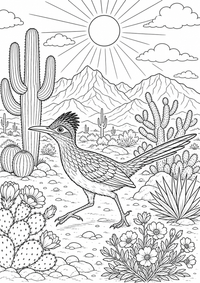 Arizona Roadrunner is a free USA coloring page with clear black outlines. Print the PNG on A4 for home, kindergarten or school.
