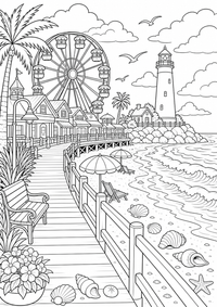 Carolina Boardwalk is a free USA coloring page with clear black outlines. Print the PNG on A4 for home, kindergarten or school.