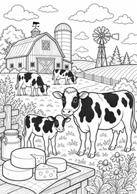 Wisconsin Dairy Farm is a free USA coloring page with clear black outlines. Print the PNG on A4 for home, kindergarten or school.