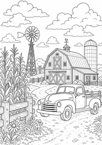 USA Midwest Barn — página para colorir é uma página gratuita para colorir e imprimir em A4, com contornos pretos nítidos e áreas claras para colorir. Sem cadastro.