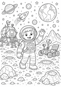 Astronaut lua espaço — página para colorir é uma página gratuita para colorir e imprimir em A4, com contornos pretos nítidos e áreas claras para colorir. Sem cadastro.