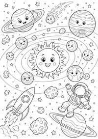 Solar system espaço — página para colorir é uma página gratuita para colorir e imprimir em A4, com contornos pretos nítidos e áreas claras para colorir. Sem cadastro.