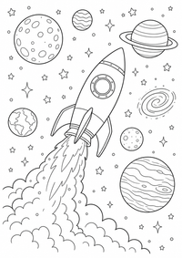 : Raumfahrzeug auf Entdeckungstour — página para colorir é uma página gratuita para colorir e imprimir em A4, com contornos pretos nítidos e áreas claras para colorir. Sem cadastro.