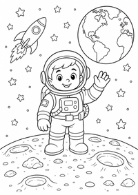 espaço : Astronaut auf dem Mond — página para colorir é uma página gratuita para colorir e imprimir em A4, com contornos pretos nítidos e áreas claras para colorir. Sem cadastro.