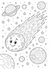 espaço : Komet — página para colorir é uma página gratuita para colorir e imprimir em A4, com contornos pretos nítidos e áreas claras para colorir. Sem cadastro.