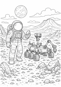 Astronaut Exploring Mars — कलरिंग पेज एक मुफ्त A4 कलरिंग पेज है, जिसमें स्पष्ट काली रूपरेखाएँ और रंग भरने के लिए साफ़ क्षेत्र हैं। पंजीकरण आवश्यक नहीं।