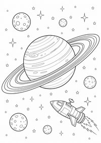 Saturn में अंतरिक्ष — कलरिंग पेज एक मुफ्त A4 कलरिंग पेज है, जिसमें स्पष्ट काली रूपरेखाएँ और रंग भरने के लिए साफ़ क्षेत्र हैं। पंजीकरण आवश्यक नहीं।
