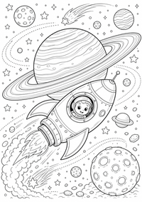 Nave espacial junto al anillo de Saturno es un dibujo de espacio para colorear gratis, con contornos negros claros y detalles fáciles de imprimir para niños. Abre el archivo PNG, imprímelo en A4 y úsalo en casa, en el jardín de infancia o en la escuela.