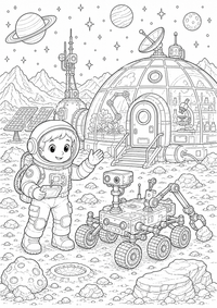 Espacio mars rover labor es un dibujo de espacio para colorear gratis, con contornos negros claros y detalles fáciles de imprimir para niños. Abre el archivo PNG, imprímelo en A4 y úsalo en casa, en el jardín de infancia o en la escuela.