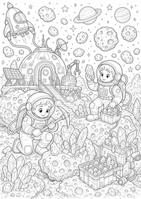 Espacio asteroiden bergwerk es un dibujo de espacio para colorear gratis, con contornos negros claros y detalles fáciles de imprimir para niños. Abre el archivo PNG, imprímelo en A4 y úsalo en casa, en el jardín de infancia o en la escuela.