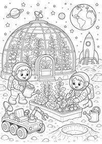 Espacio invernadero lunar es un dibujo de espacio para colorear gratis, con contornos negros claros y detalles fáciles de imprimir para niños. Abre el archivo PNG, imprímelo en A4 y úsalo en casa, en el jardín de infancia o en la escuela.