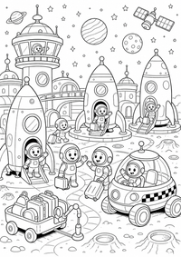 Espacio cohetes estación es un dibujo de espacio para colorear gratis, con contornos negros claros y detalles fáciles de imprimir para niños. Abre el archivo PNG, imprímelo en A4 y úsalo en casa, en el jardín de infancia o en la escuela.