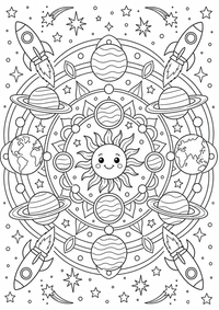 Planets mandala — página para colorir é uma página gratuita para colorir e imprimir em A4, com contornos pretos nítidos e áreas claras para colorir. Sem cadastro.