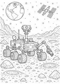 Mars Rover — página para colorir é uma página gratuita para colorir e imprimir em A4, com contornos pretos nítidos e áreas claras para colorir. Sem cadastro.