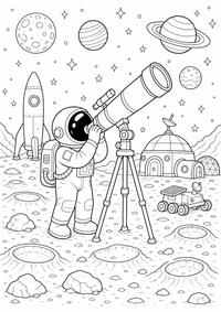 Astronaut Teleskop — página para colorir é uma página gratuita para colorir e imprimir em A4, com contornos pretos nítidos e áreas claras para colorir. Sem cadastro.