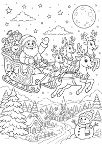 Reindeer Sleigh Natal — página para colorir é uma página gratuita para colorir e imprimir em A4, com contornos pretos nítidos e áreas claras para colorir. Sem cadastro.