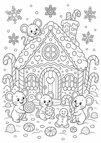 Gingerbread casa for Natal — página para colorir é uma página gratuita para colorir e imprimir em A4, com contornos pretos nítidos e áreas claras para colorir. Sem cadastro.