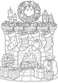 Natal : Weihnachtsstruempfe — página para colorir é uma página gratuita para colorir e imprimir em A4, com contornos pretos nítidos e áreas claras para colorir. Sem cadastro.