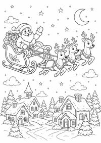 Natal : Rentierschlitten — página para colorir é uma página gratuita para colorir e imprimir em A4, com contornos pretos nítidos e áreas claras para colorir. Sem cadastro.