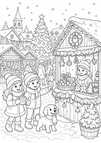 क्रिसमस : Weihnachtsmarkt im Schnee — कलरिंग पेज एक मुफ्त A4 कलरिंग पेज है, जिसमें स्पष्ट काली रूपरेखाएँ और रंग भरने के लिए साफ़ क्षेत्र हैं। पंजीकरण आवश्यक नहीं।
