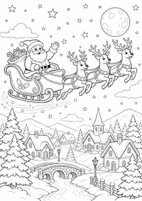 Santa Claus sleigh — página para colorir é uma página gratuita para colorir e imprimir em A4, com contornos pretos nítidos e áreas claras para colorir. Sem cadastro.