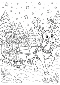 Reindeer sleigh — página para colorir é uma página gratuita para colorir e imprimir em A4, com contornos pretos nítidos e áreas claras para colorir. Sem cadastro.