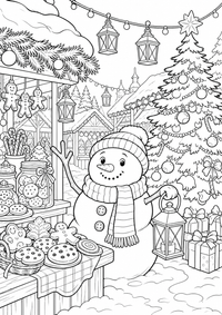Natal market — página para colorir é uma página gratuita para colorir e imprimir em A4, com contornos pretos nítidos e áreas claras para colorir. Sem cadastro.