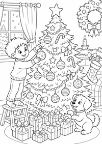 Child Natal árvore — página para colorir é uma página gratuita para colorir e imprimir em A4, com contornos pretos nítidos e áreas claras para colorir. Sem cadastro.