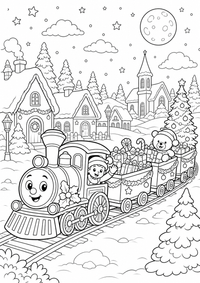Weihnachtszug — página para colorir é uma página gratuita para colorir e imprimir em A4, com contornos pretos nítidos e áreas claras para colorir. Sem cadastro.
